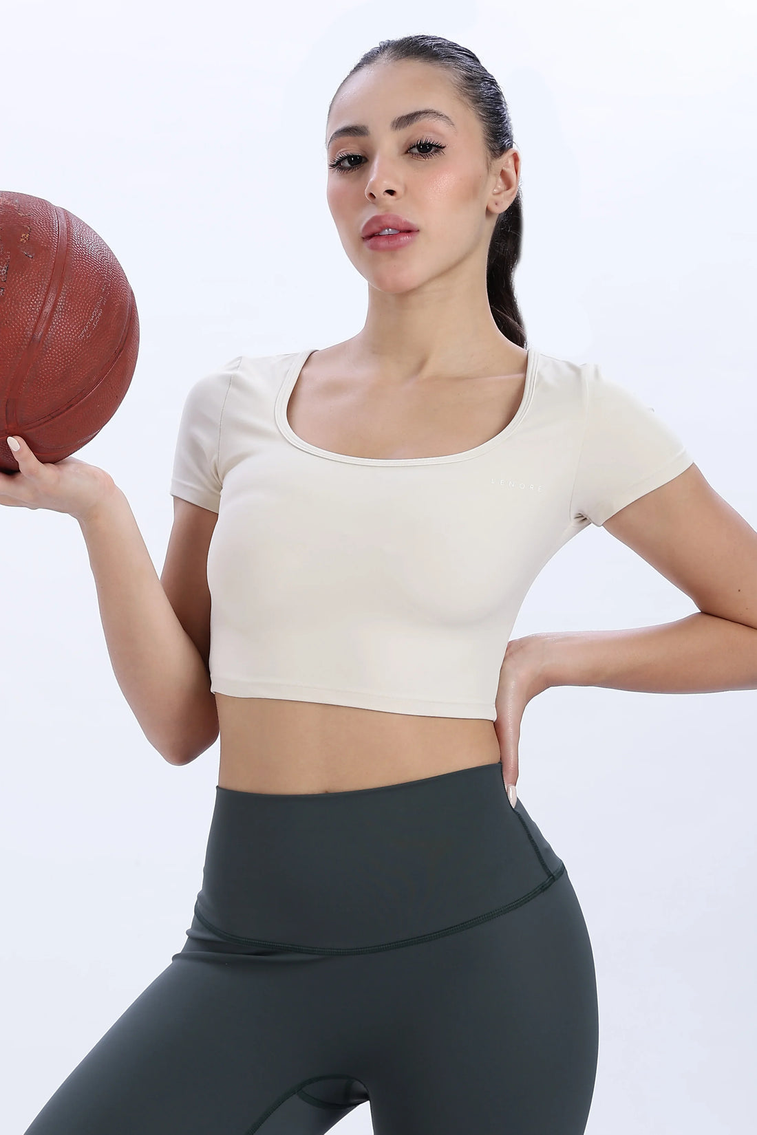 Cream Short Sleeve Crop Top